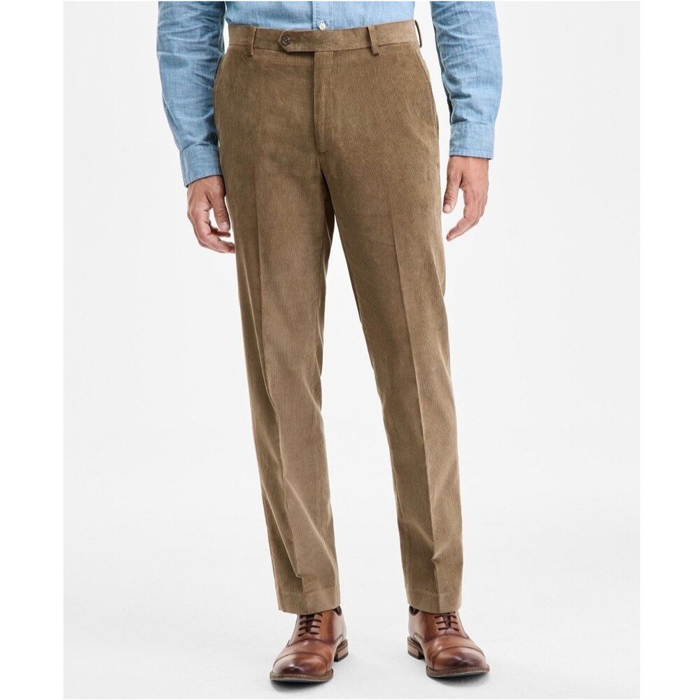 $95 NEW TOMMY HILFIGER Mens 46x34 Taupe Brown Super Soft Cotton Corduroy Pants